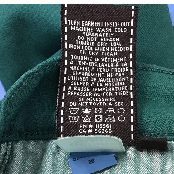 7FAM 7 For All Mankind Mid Rise Slim Stretch Jeans Emerald Jade Green Skinny 26 - Picture 11 of 14